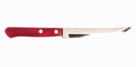 Table knife with a wooden handle on white isolated