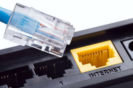 Router connecting to the Internet on white