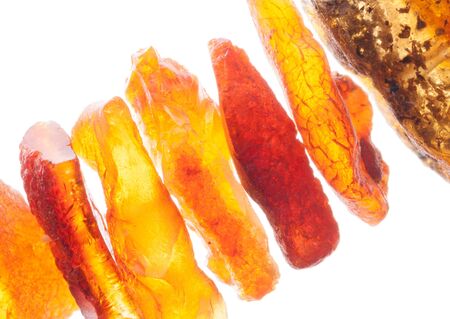 The raw amber on white background isolated close upの写真素材