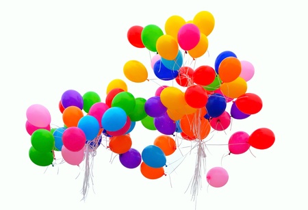 Colored balls on white background isolatedの写真素材