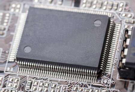 Electronic chip on computer circuit board macro
