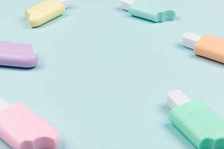 closeup of ice pop on cyan surface icecream