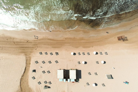 aerial image of sea landscape beach in the mediterranean sea