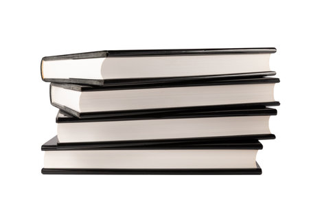 Stack of black books isolated no backgroundの写真素材