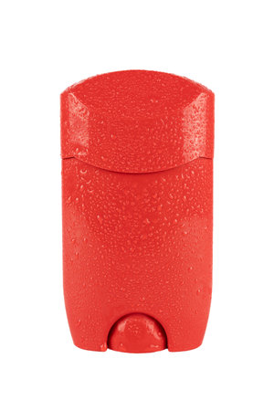 Red deodorant bottle mockup isolated on white background