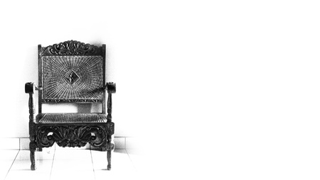 vintage black and white rattan chair の写真素材