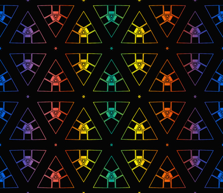 Trendy gradient geometric backdrop with hologram.Vector seamless pattern
