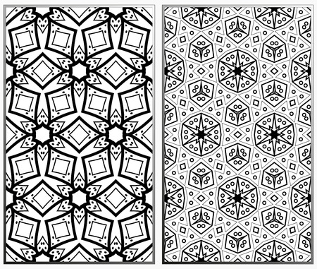 Vector monochrome seamless patterns set. Abstract background. Geometric seamless pattern in modern stylish. Vector seamless patternのイラスト素材