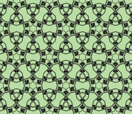 Green color geometry seamless pattern. Abstract line, shape. For design, interior, wallpaper. Vector illustrationのイラスト素材