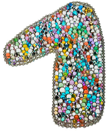 Number one of color balls on a white backgroundの写真素材