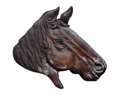 wood carved horse  on white background.の写真素材