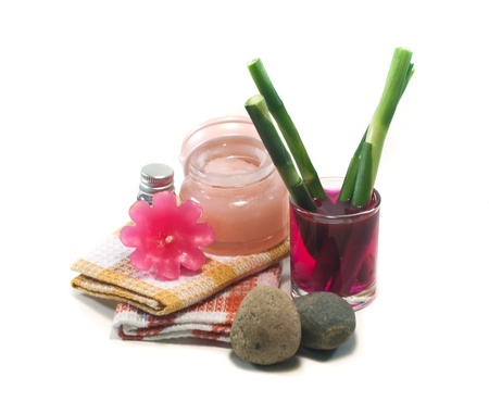Spa still life idea with flowerの写真素材