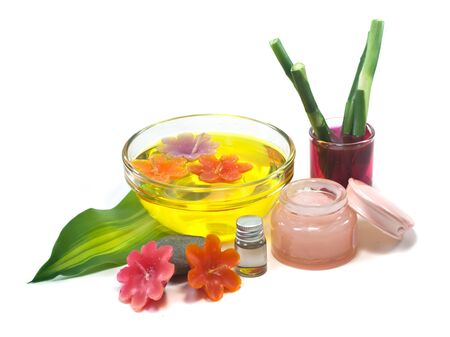 Spa still life idea with flowerの写真素材