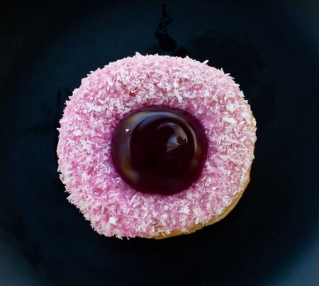delicious  doughnut  on the disk in coffee break.の写真素材