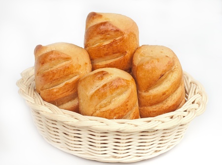 delicious  bread on wood basket.の写真素材