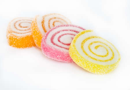 colorful  sweet fruit candy isolated on white.の写真素材