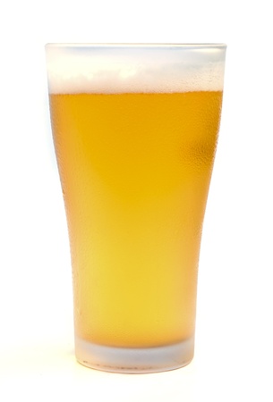 Glass of light beer isolated on a white background.の写真素材