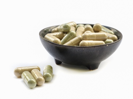 Herbal medicine on the bowl.の写真素材