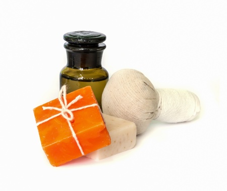 natural spa set and aroma oil の写真素材