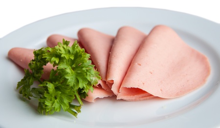 Closeup of Ham slices wite vegatable  の写真素材