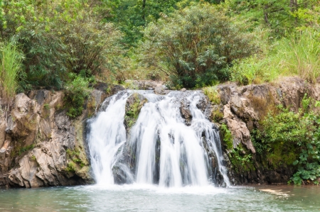 Beautiful waterfall in  the deep forest on mountain, thailand.の写真素材