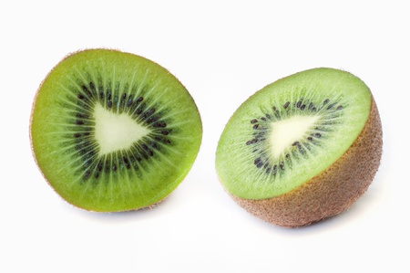 kiwi fruit slice  isolated on white backgroundの写真素材