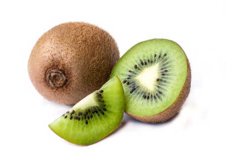 kiwi fruit slice  isolated on white backgroundの写真素材