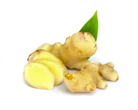 Fresh ginger isolated on a white .の写真素材