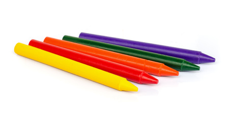 colored crayon isolated on a white background .の写真素材
