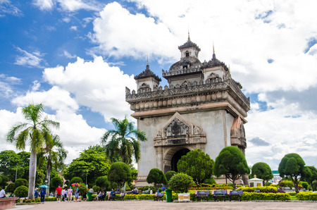 VIENTIANE, LAOS - August 5, 2014 .Patuxai Gate  is a war monument in the centre of Vientiane, Laos .のeditorial素材