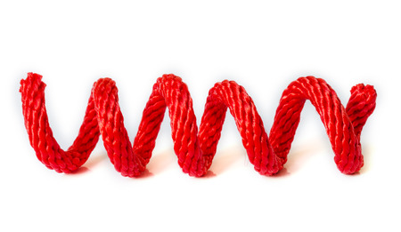 Red Rope  with a spiral Isolated On White Background .の写真素材
