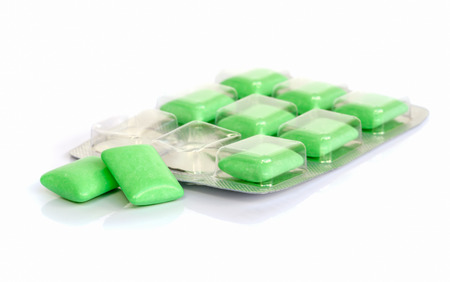 Chewing or bubble gum isolated on white background.の写真素材