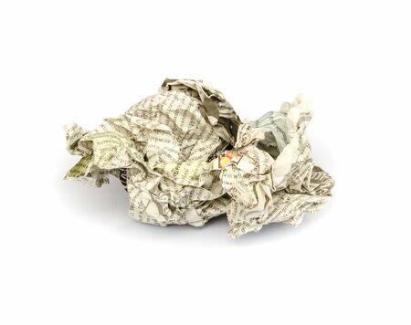 newspaper ball isolated on a white background .の写真素材