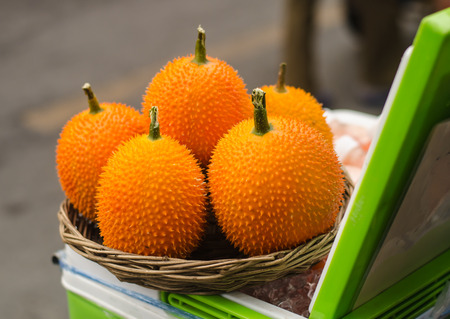 Gac fruit , Typical of orange-colored plant foods in Asia, gac fruit contains carotenoids such as beta-carotene .の写真素材