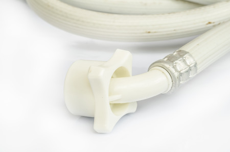 industrial elastic rubber  water pipe with connectors on white background.の写真素材
