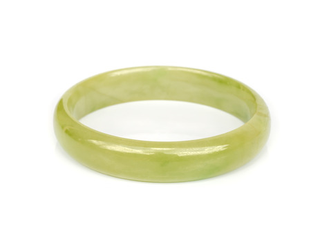 Jade Bangle isolated on white background .