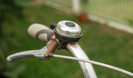Close up of Old bicycle part in the garen.の写真素材