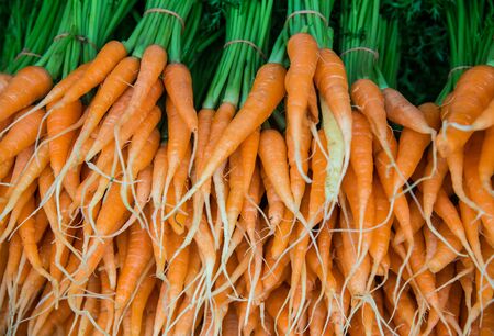 Group of baby carrots in the market.