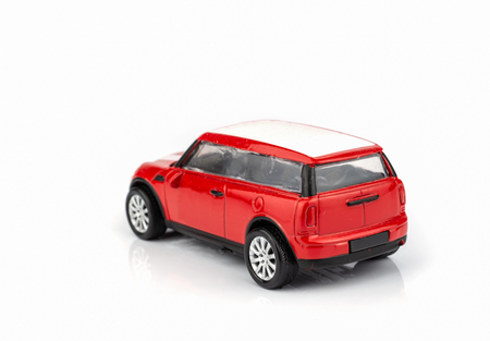 red toy car isolated on white background.のeditorial素材