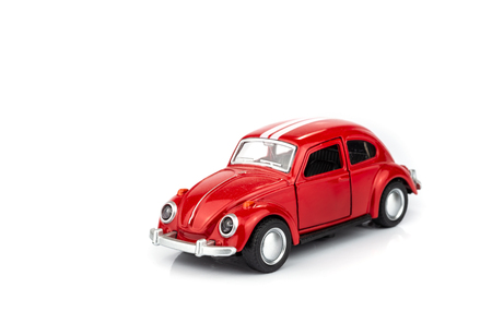 red toy car isolated on white background.のeditorial素材