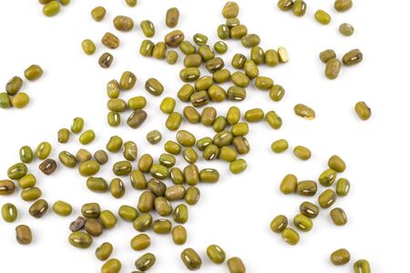 Dry green  beans seed healthy eating isolated on white background.の写真素材