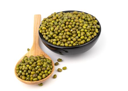 Dry green  beans seed healthy eating isolated on white background.の写真素材