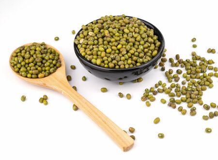 Dry green  beans seed healthy eating isolated on white background.の写真素材