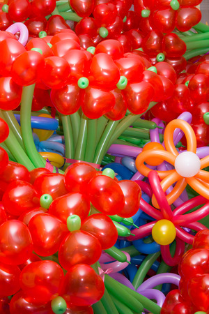Colorful  flowers maden of baloons backgroundの写真素材