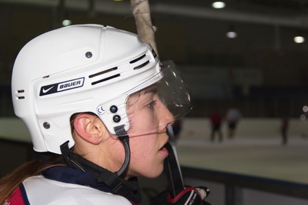 Ice hockey female player portraitの写真素材