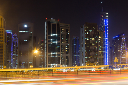 Night Dubai cityscape, UAE, october 2015のeditorial素材
