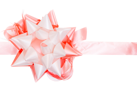 Bright gift bow isolated on white backgroundの写真素材
