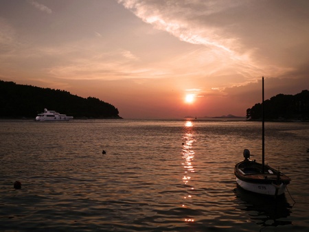 Croatia,Cavtat,sunsetの写真素材