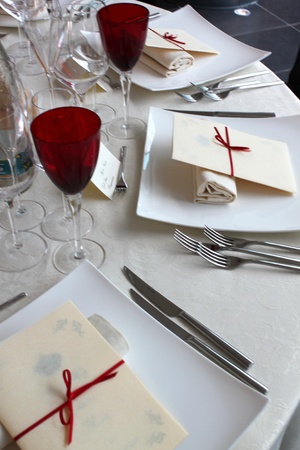 Beautifully decorated table in the restaurant , Italianの写真素材