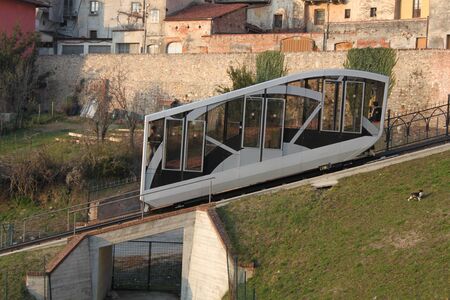 Funicular in the town center, Piedmont, Italy の写真素材